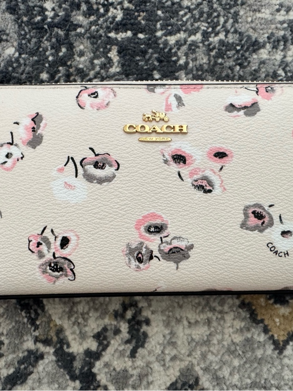 Coach Cream w/ Floral Print Wallet